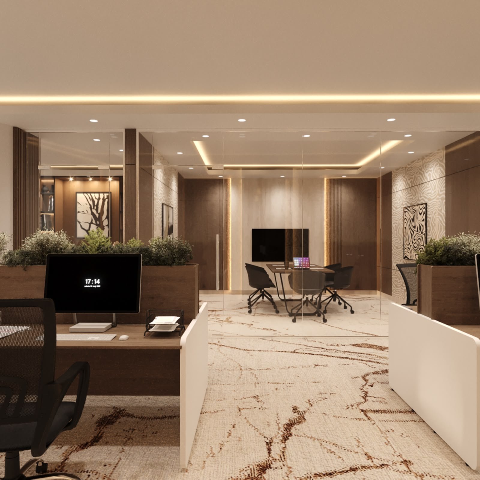 Sleek executive office desk configuration